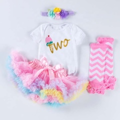 Factory Sale Baby Girl Onesies With Tutu Skirts And Leg Warmer And Headband 