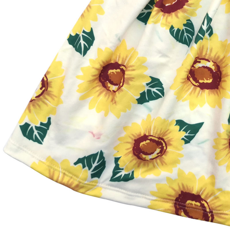 Wholesales Cotton Girl Boutique Sunflower Dresses