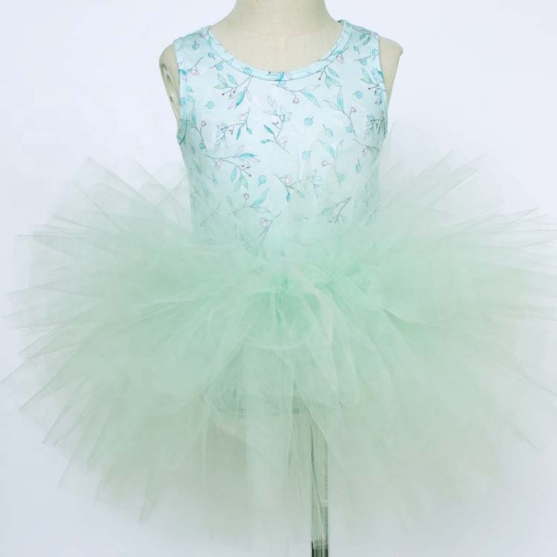 New design kids clothing party tulle puffy dress ballet princess sleeveless floral print baby girls tutu dresses