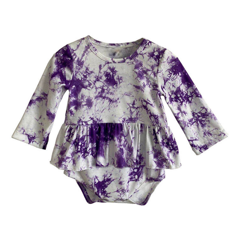 2020 wholesale colorful tie dye fabric long sleeve winter baby romper