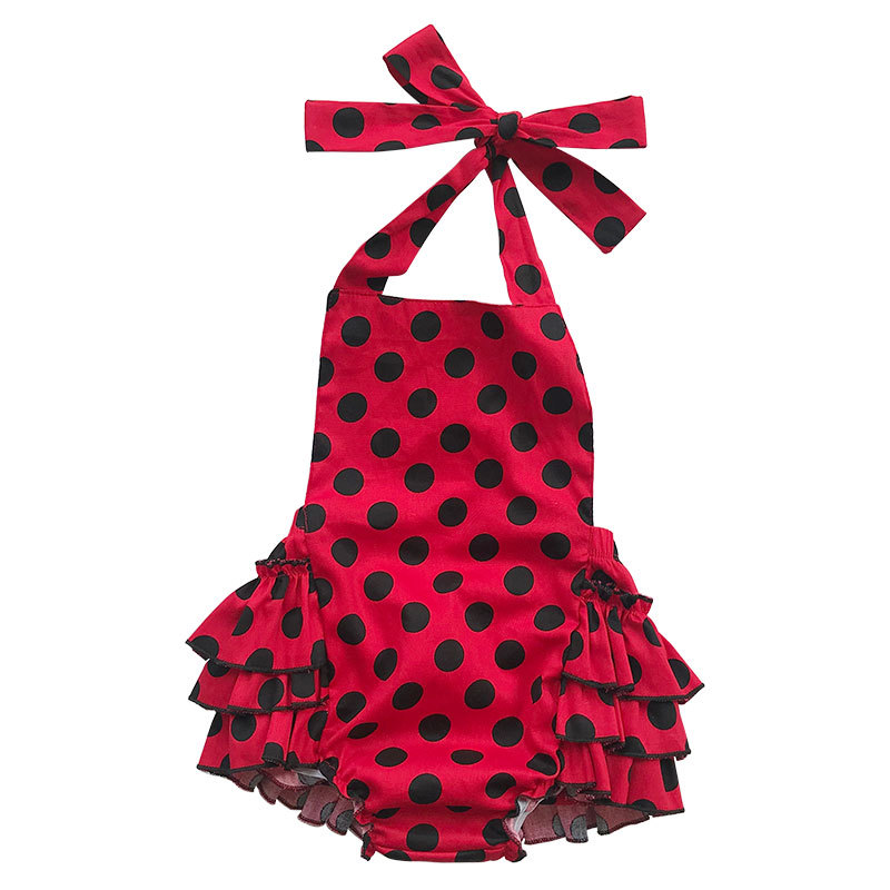 Cotton cute sweet floral baby halter bubble ruffle baby romper whole sale RTS