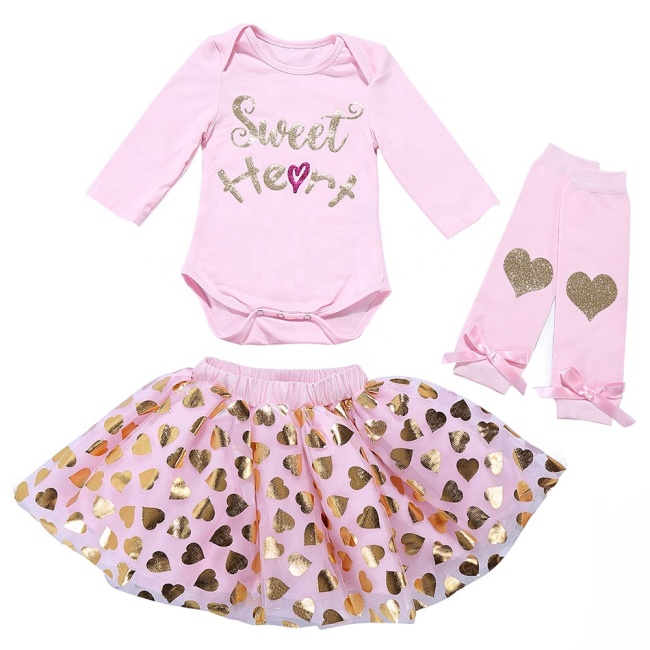 Sensible Matching 3 Pieces Romper+ Tutu Skirt + Leg Warmers for Baby Infant and Toddler Girls