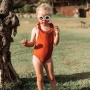 Summer orange one piece swimsuit beachwear dress hollow leopard bikini