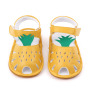 2021 cute white yellow flat heel hollow out fruit sandals