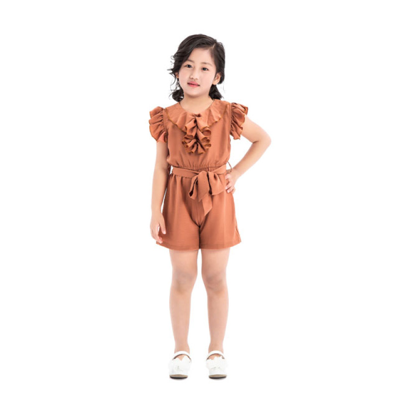 China Manufacturer Baby Clothes Pink Ruffles Baby Girls Strap Romper