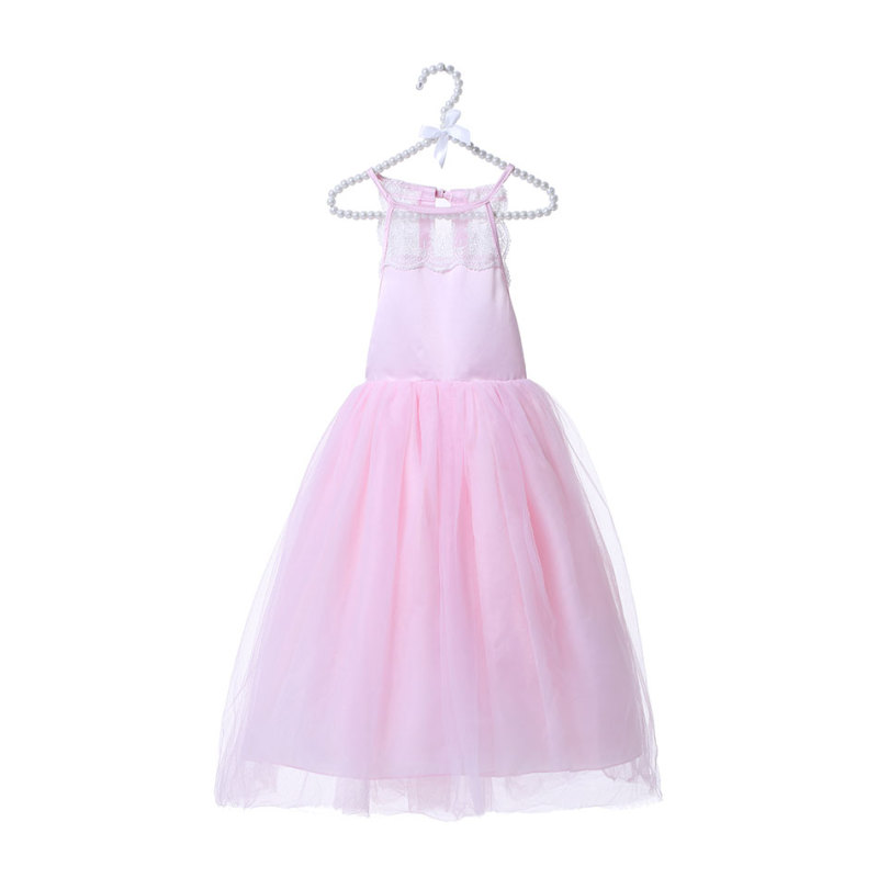 Maxi little girls sleeveless lace pure white  girls tulle dress kids children clothes
