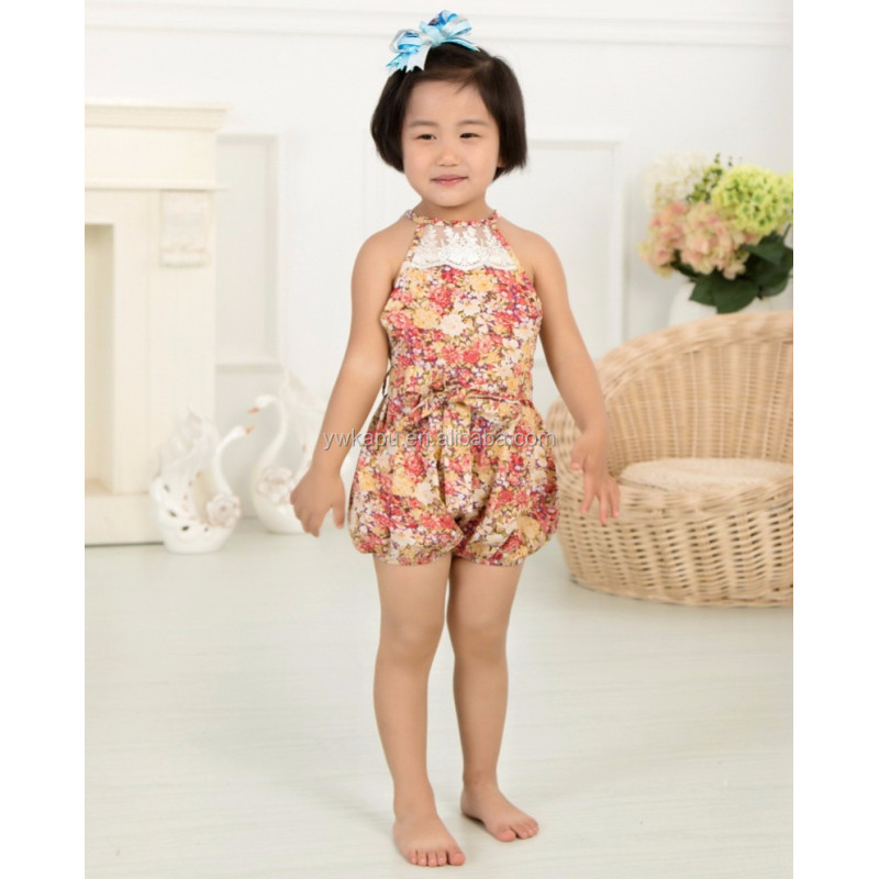 Wholesale newborn baby clothing organic cotton floral rompers and jumpsuits baby outfit