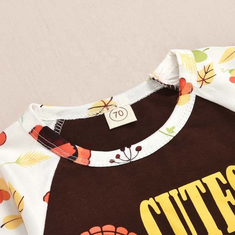 Boutique thanksgiving cute cotton digital print clothing baby sets