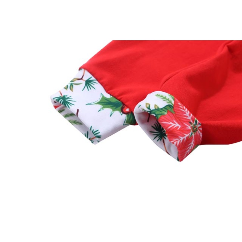 Hot Sale Kids Boutique Christmas Hooded Red Outfit with Floral Print