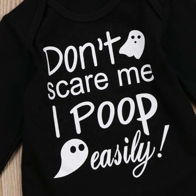 2021 Halloween black long sleeve cartoon letter customize kid boutique romper sets
