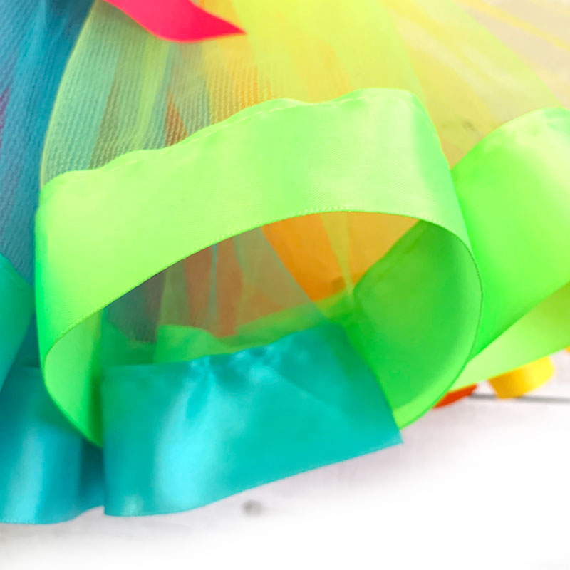 Hot Multicolor Birthday Dance Tulle Rainbow Ribbon Bow Baby Girls TUTU Skirts