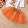 Wholesale thanksgiving day tutu skirt cotton baby romper clothing set