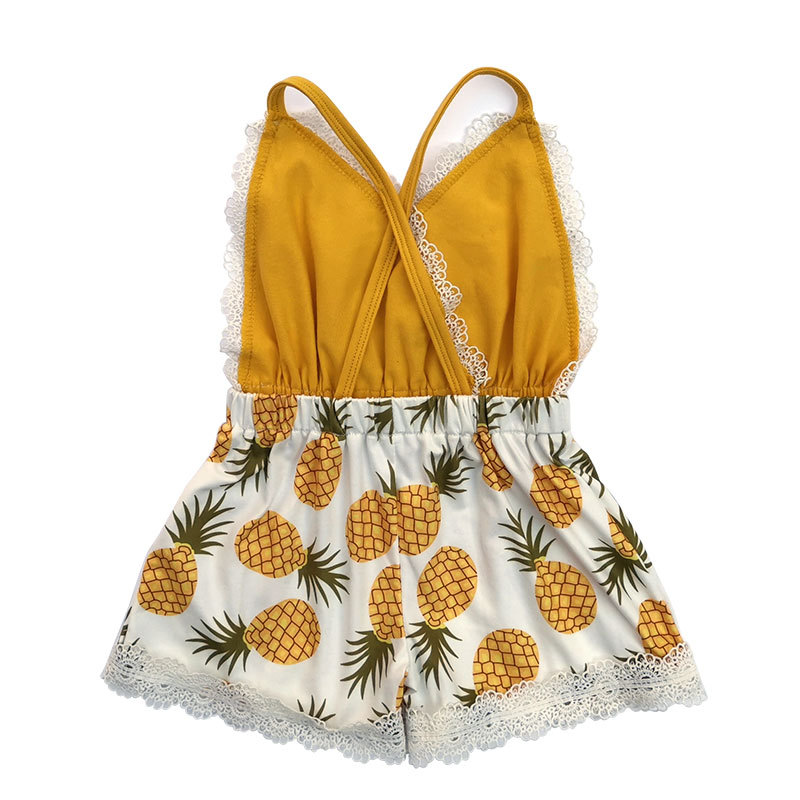 Popular Kids Clothing Sunflower Baby Girl Clothes Floral Jumpsuit