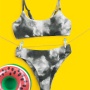 2021 cheap color changing swimwear swimsuit girls tie dye bikini set