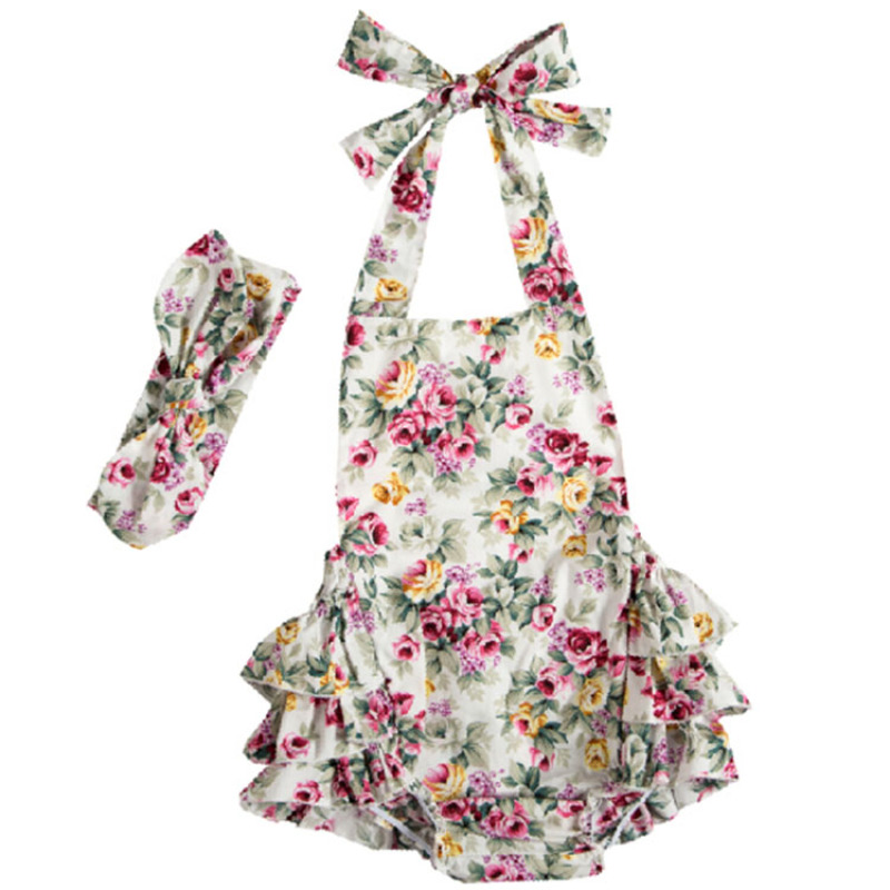 Summer Boutique Wholesale Price Importing Baby Rompers Cotton Baby Clothes with Headband Baby Girls Cotton Fabric Excellent 5pcs