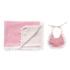 high quality cotton linen lace bresthable baby crib blanket bedding set