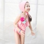 Designers little girls fashion pink blue ruffle brand swimsuit sets