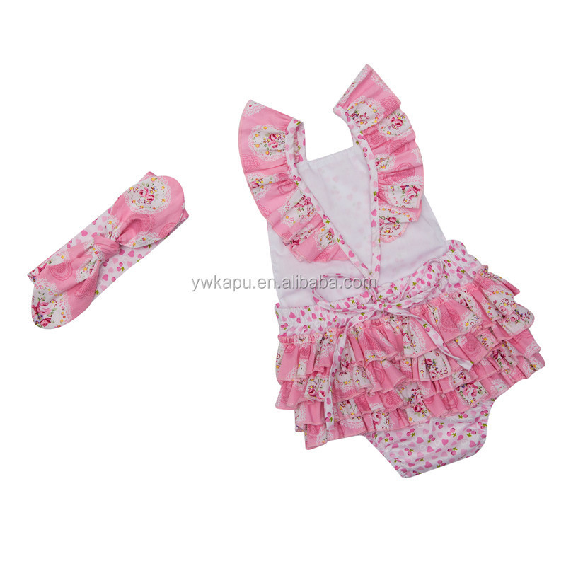 Cute style fashion boutique baby clothes seaside bella romper with headband