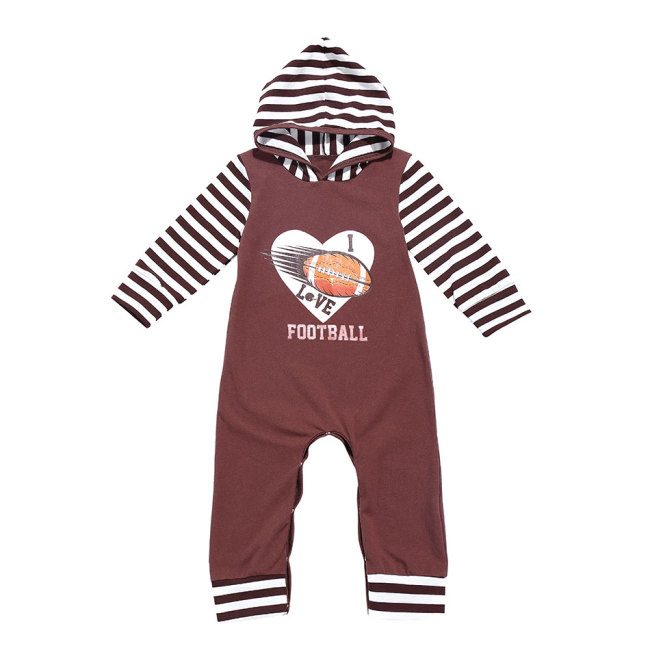 New Style Long Sleeve Cotton Strip Hooded Baby Jumpsuit