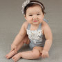 Hot selling  solid seersucker sleeveless infant romper baby girl clothes