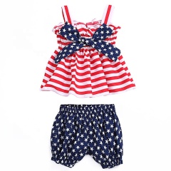Wholesale Baby Girl Swing Outfit Sets Sleeveless Top And Pants For 4Th Of July