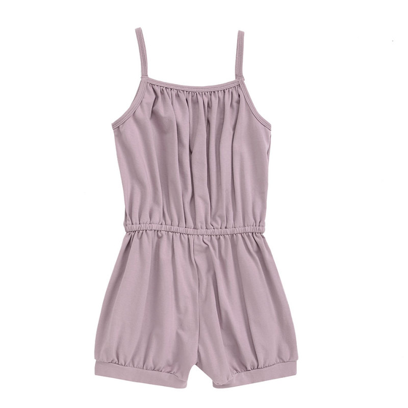 INS HOT solid pink summer toddler baby girl off shoulder jumpsuit