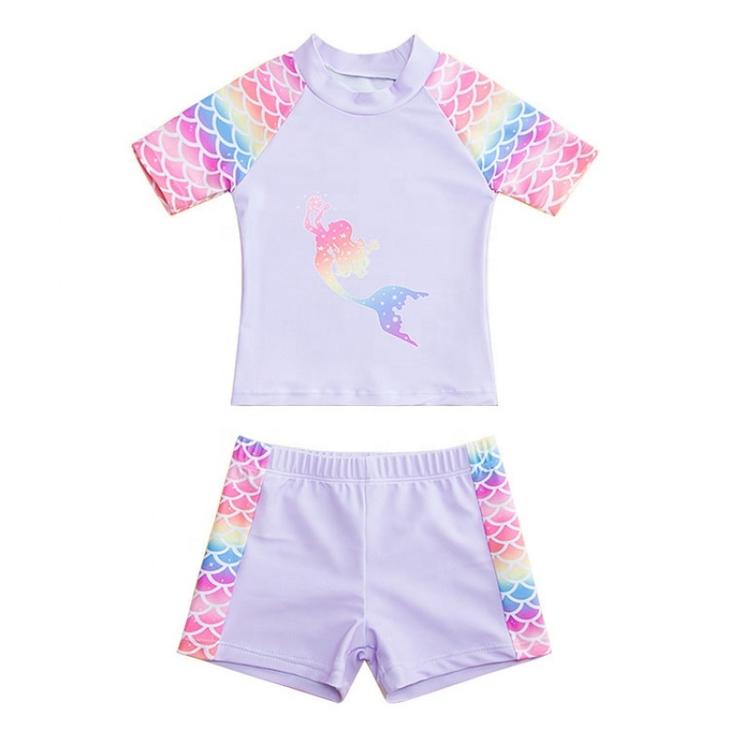 Popular three piece baby girls sport style ruched bikini swim wear