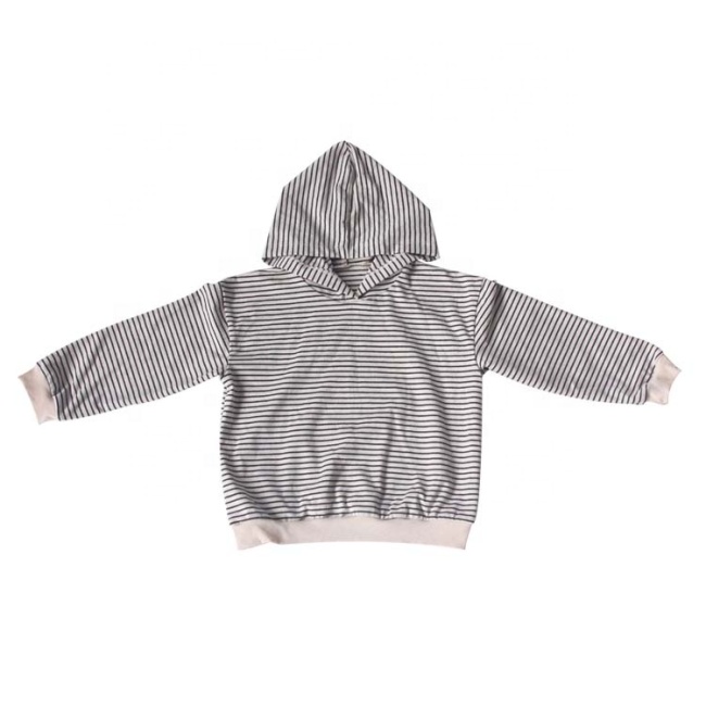 Hot Sale Stripe Cotton Baby Jacket With Hoodie Long Sleeve