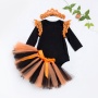 New arrival black toddler tulle pleated skirt vintage 3 piece set romper