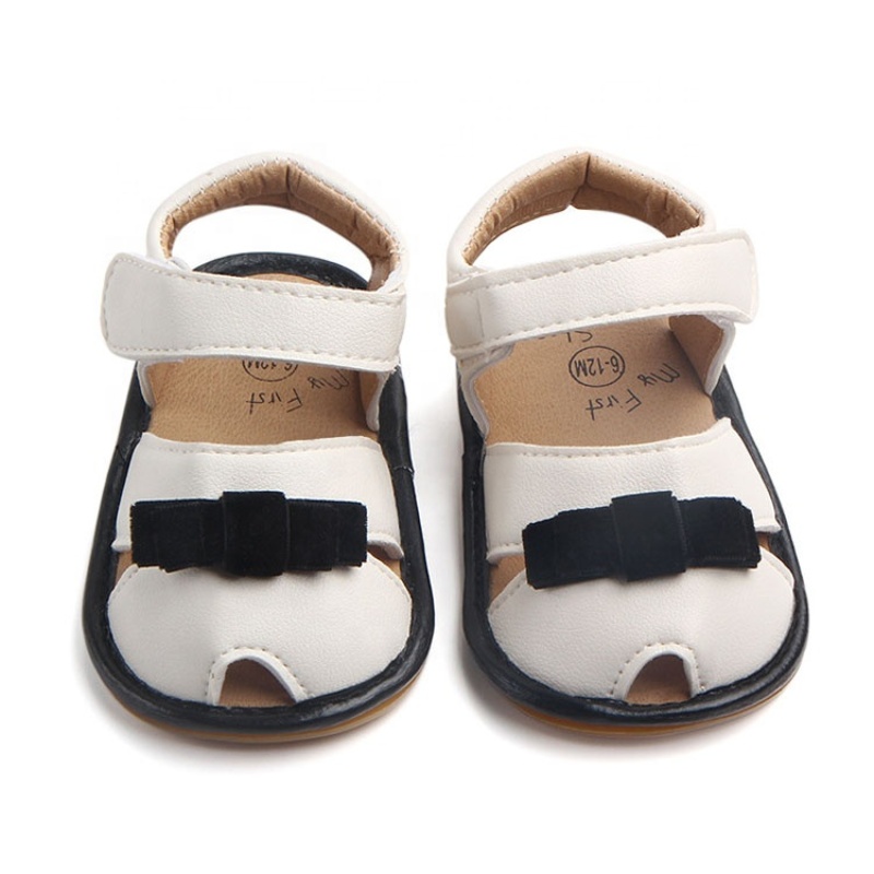 2021 high quality leather soft sole bow infant girl sandals