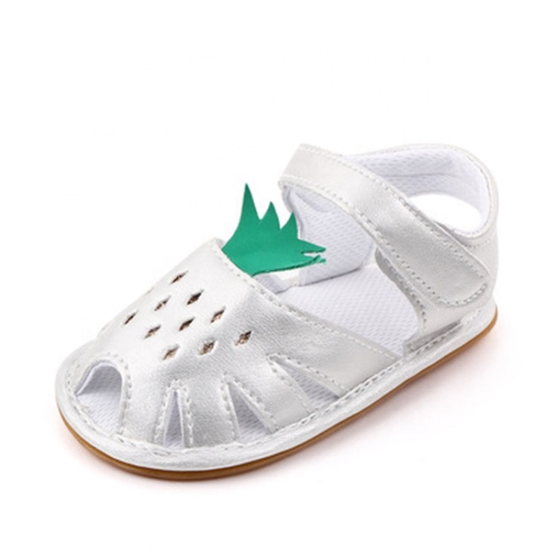 2021 cute white yellow flat heel hollow out fruit sandals