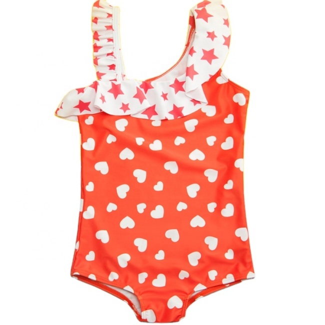 2021 bathers swimwear red one piece blockcolor ruffle swimsuit