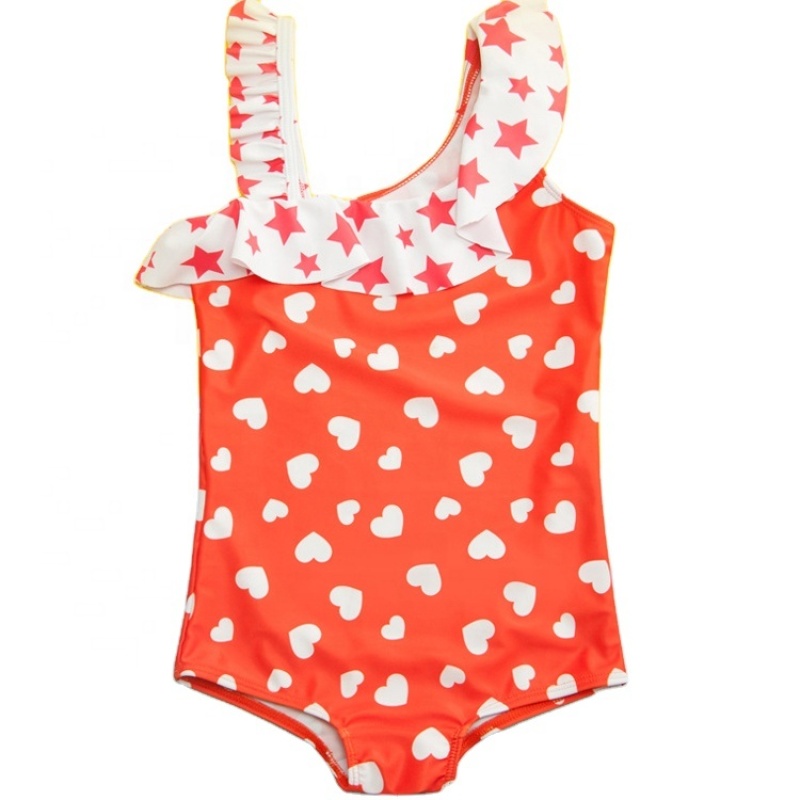 2021 bathers swimwear red one piece blockcolor ruffle swimsuit