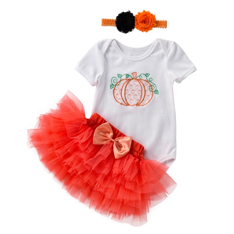 2021 halloween cartoon embroidery baby tutu skirt romper outfits
