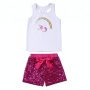 Unicorn Tank Top And Sequin Shorts With Bowknot Outfit Girls Clothing Set