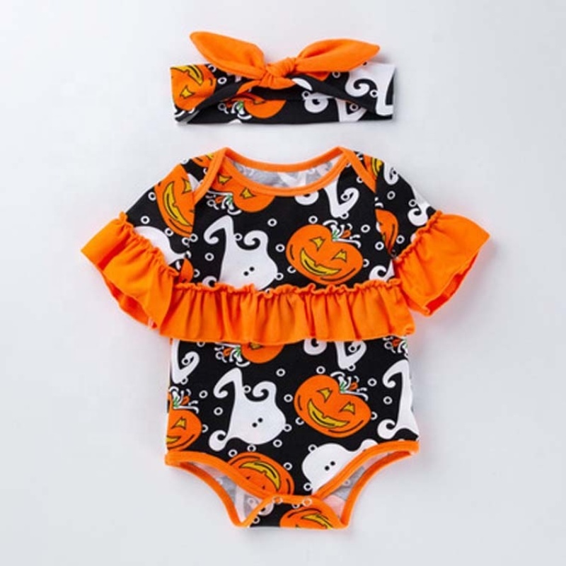 2021 korean fashion baby girls boutique clothing sets ruffle customize halloween romper