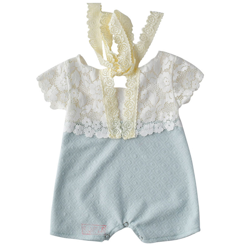 KAPU  pima cotton baby girl rompers short sleeve button flutter romper baby clothes
