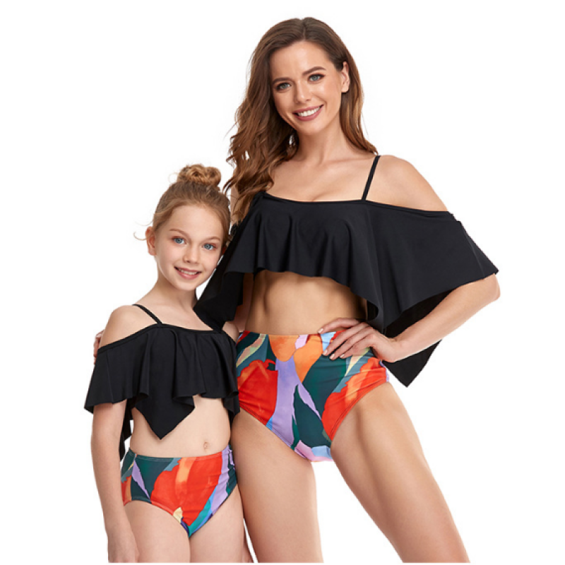 Wholesale fashion high waisted kids designer swimsuit women