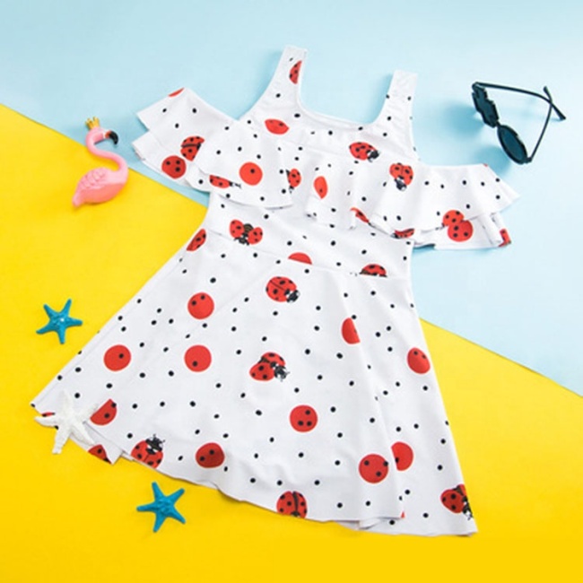2021 summer new teen swimwear kids hollow front tie fruit bikini