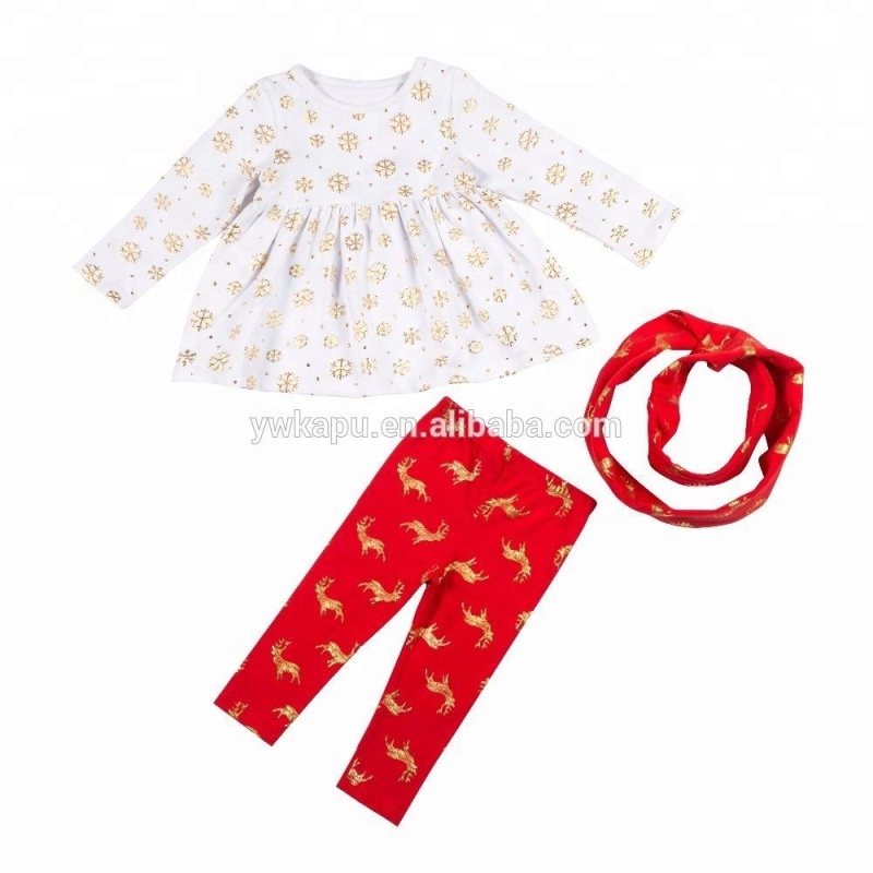 High Quality Baby Autumn Clothes Sets Girls Boutique Dresses Outfits Plain Color Ruffle Style Long Sleeve Tops +Pants