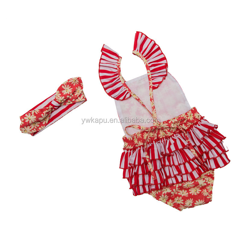 Cute style fashion boutique baby clothes seaside bella romper with headband
