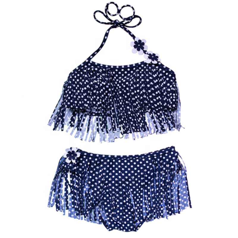 Hot selling luxury sexy tassel bikini children string beach wears dress