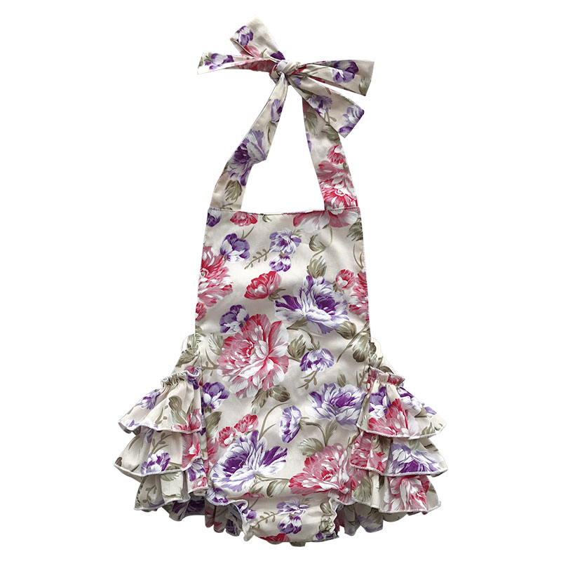 2020 New arrival  Wholesale price floral Printing Cotton baby girl romper