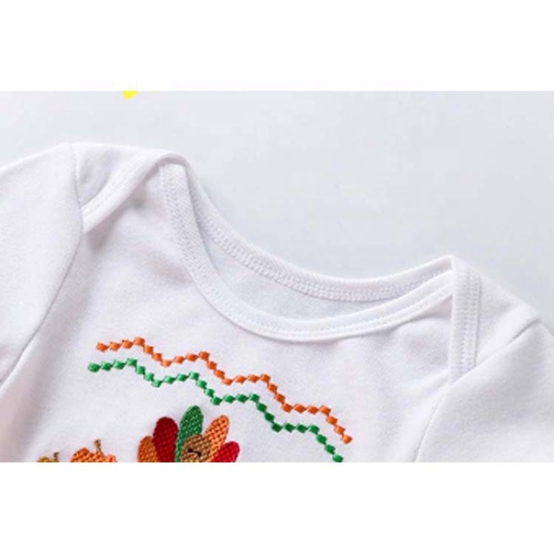 Factory thanksgiving day baby clothing headband cartoon embroidery dress infants clothes sets