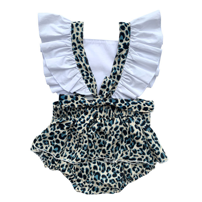 Wholesale Infant  hot sale baby summer clothes short sleeve leopard baby rompers