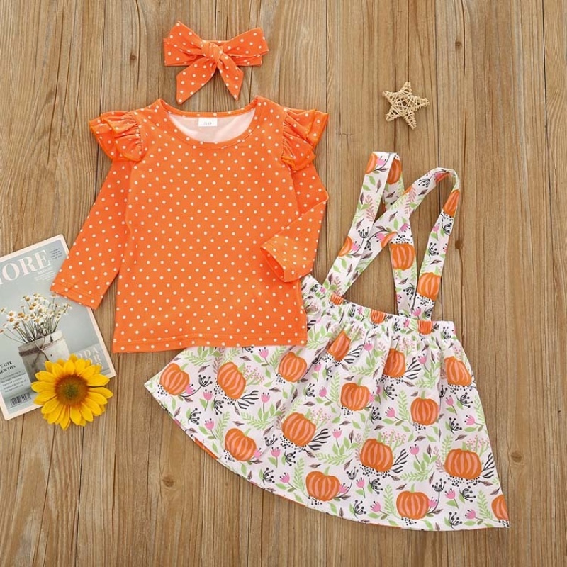 2021 trendy korean baby pumpkin clothes designer suspender dress