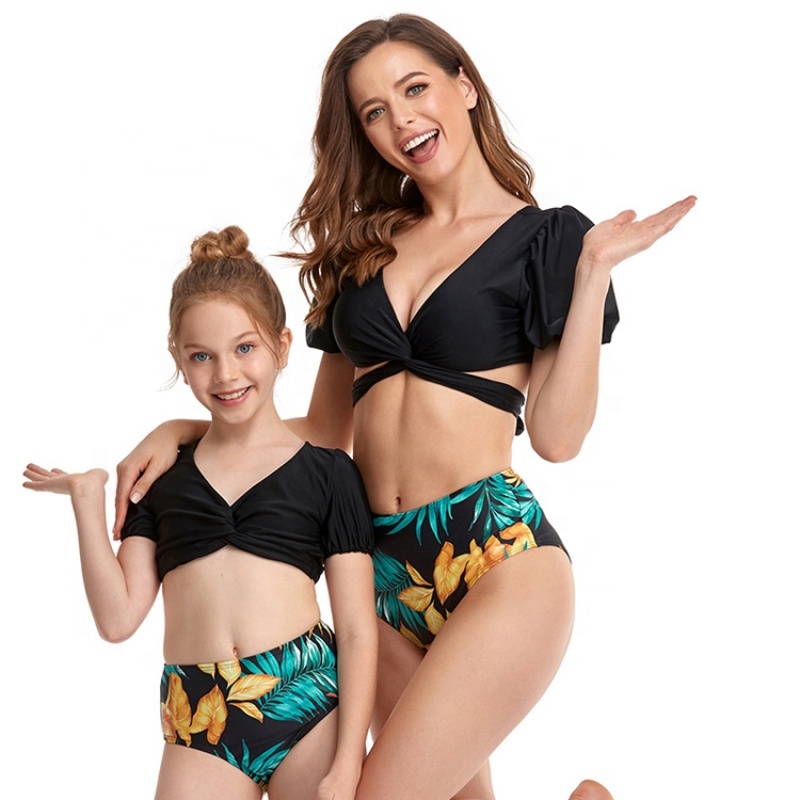 High quality one shoulder girl swimsuit kids 1 piec beachwear women bikini