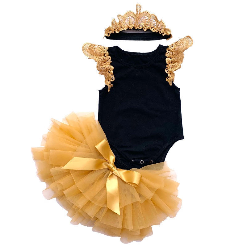 Ruffle  New born baby girls' clothing tutu skirt sets with  princess headband