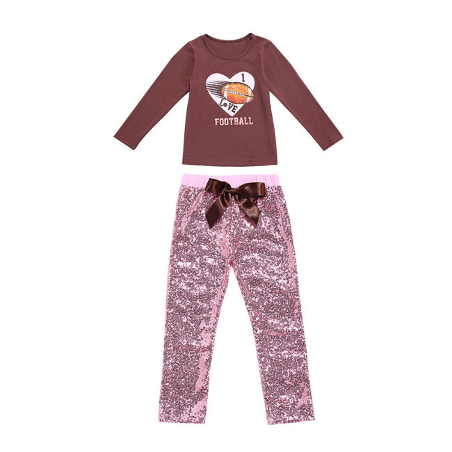 Lovely Football Pattern Autumn Children's Boutique Clothing Set