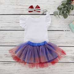Wholesale New Design Toddler Girls Short Sleeve Romper And Colorful Tulle Dresses With Sequin Bow